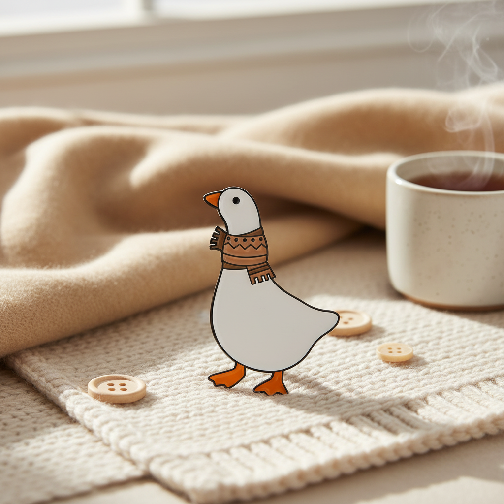 Pin's Canard Blanc Echarpe