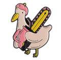 Pin's Canard Blanc Tronçonneuse