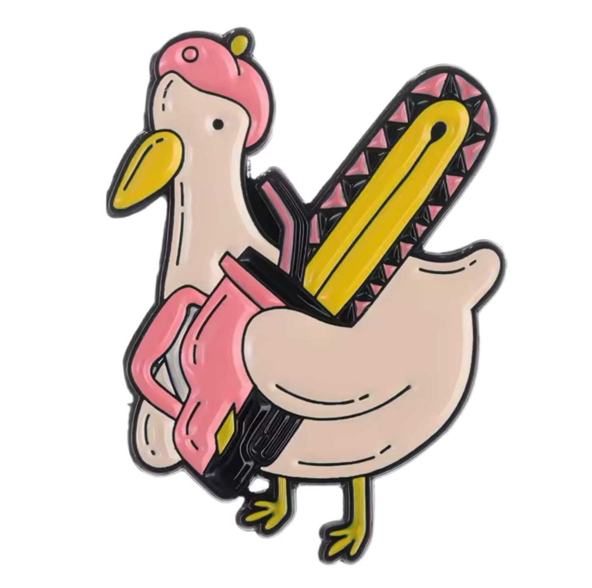 Pin's Canard Blanc Tronçonneuse