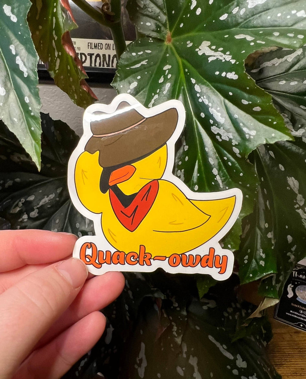Cowboy-Enten-Aufkleber "Quack-owdy"