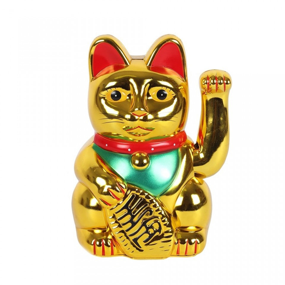 Chat Chanceux Doré Brillant