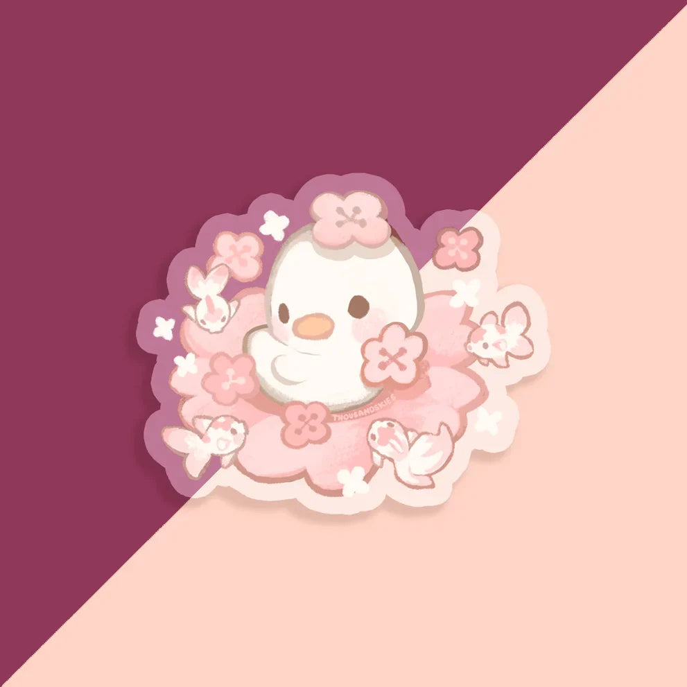 Autocollant Canard Blanc "Sakura Duckling"