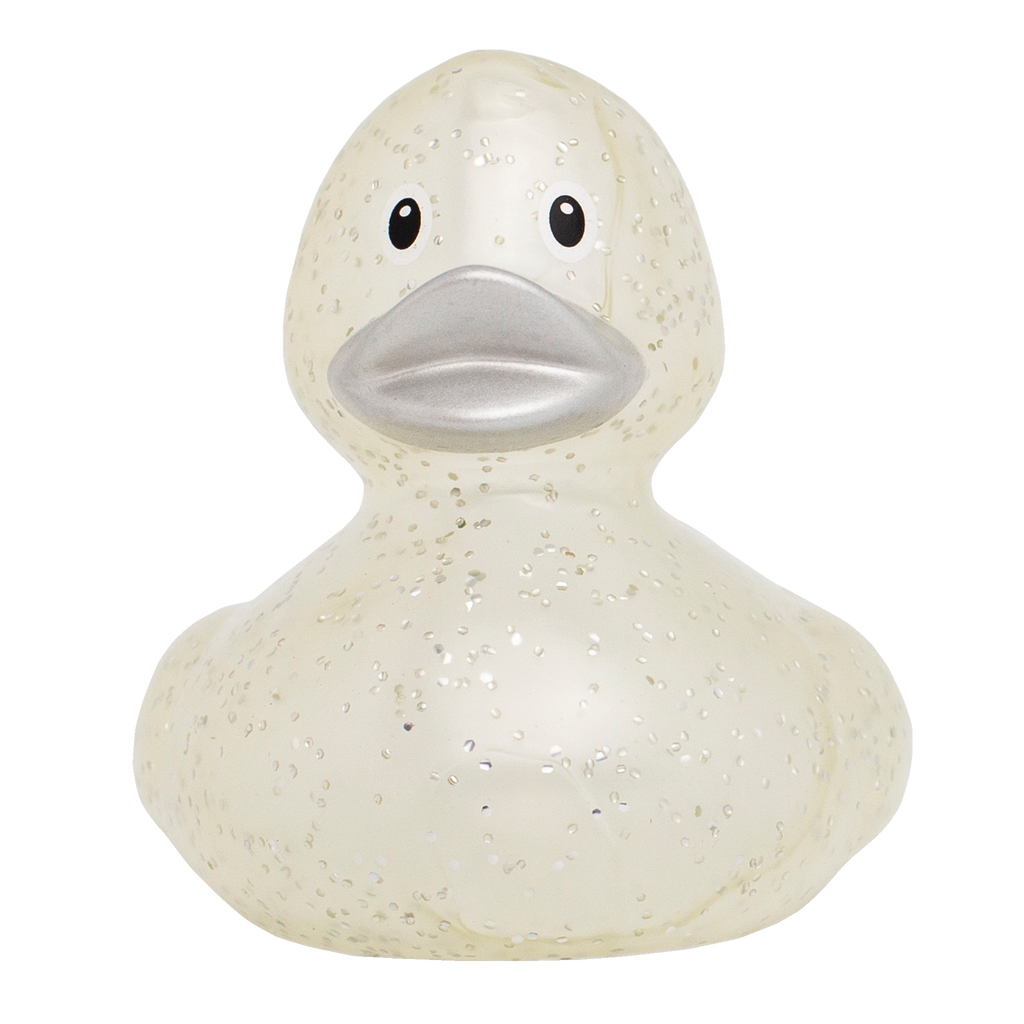 Canard Classique Argent à Paillettes Lilalu | Canard de bain confettis argentés