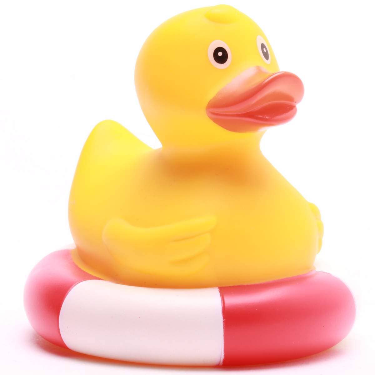 canard de bain dans une bouee de sauvetage rouge canard en caoutchouc