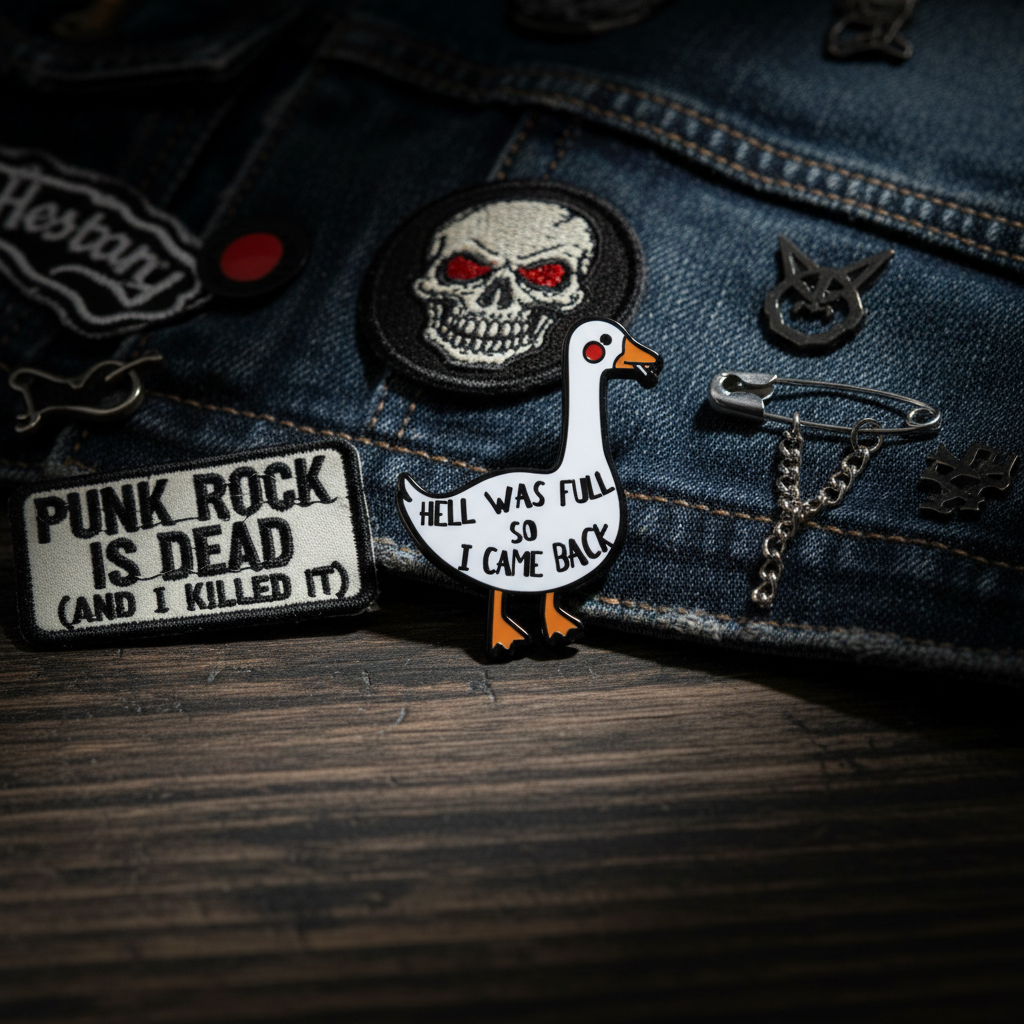 Pin's Canard Blanc "Hell was full so I came back"