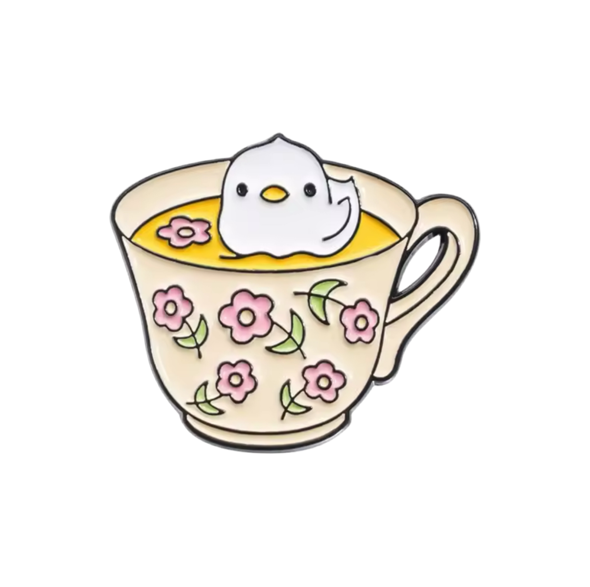 White Duck in a Teacup Pin