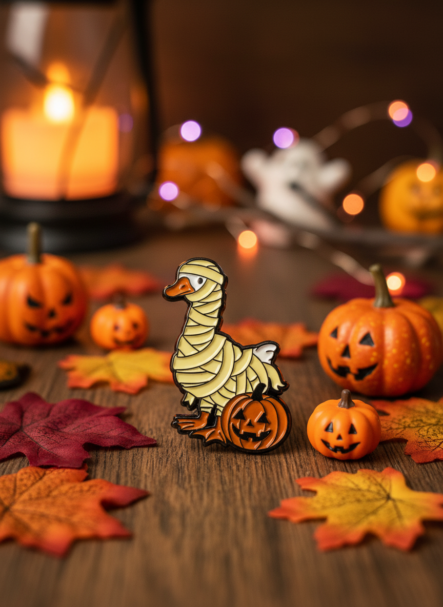 Pin's Canard Blanc Momie d’Halloween