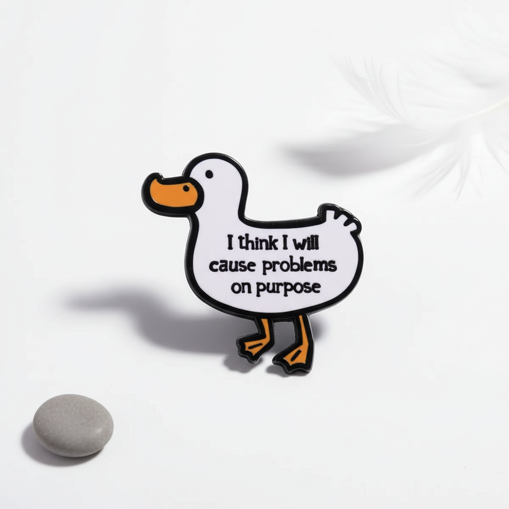 Pin's Canard Blanc "I think I will cause problems on purpose"