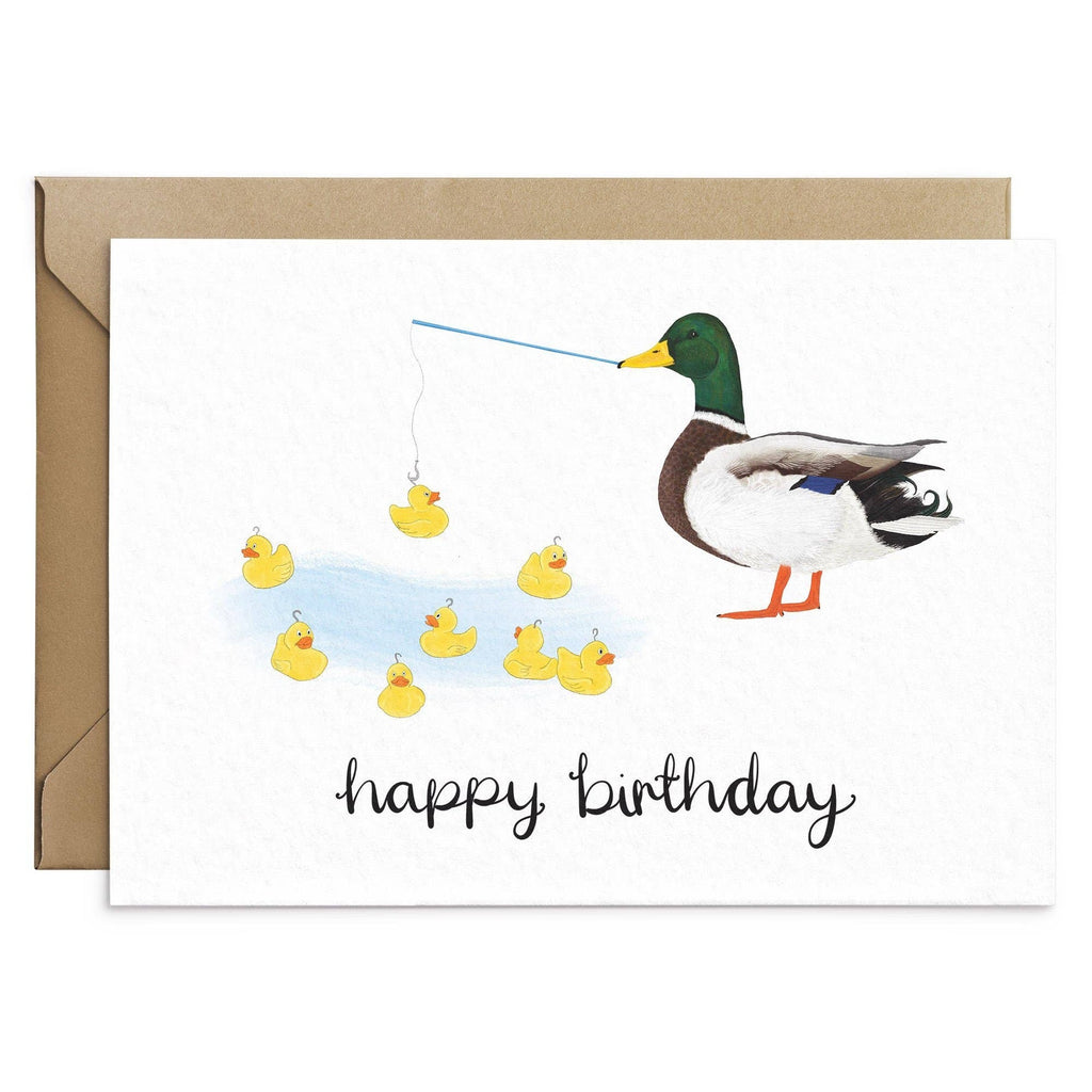 Carte d'anniversaire Canard à la Pêche aux canards