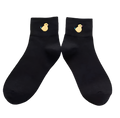 Socken, Schwarz, Küken gestickt