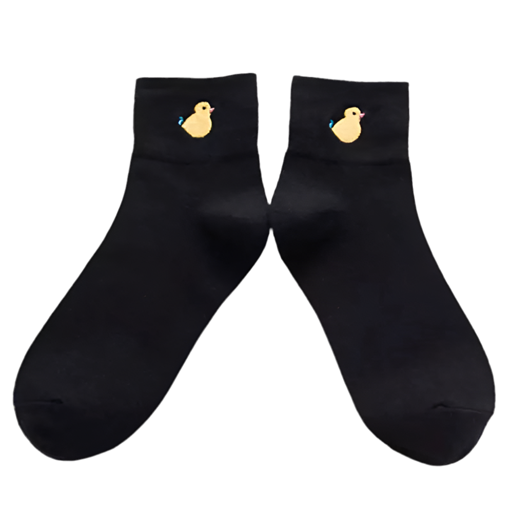 Chaussettes Noires Poussin Brodé