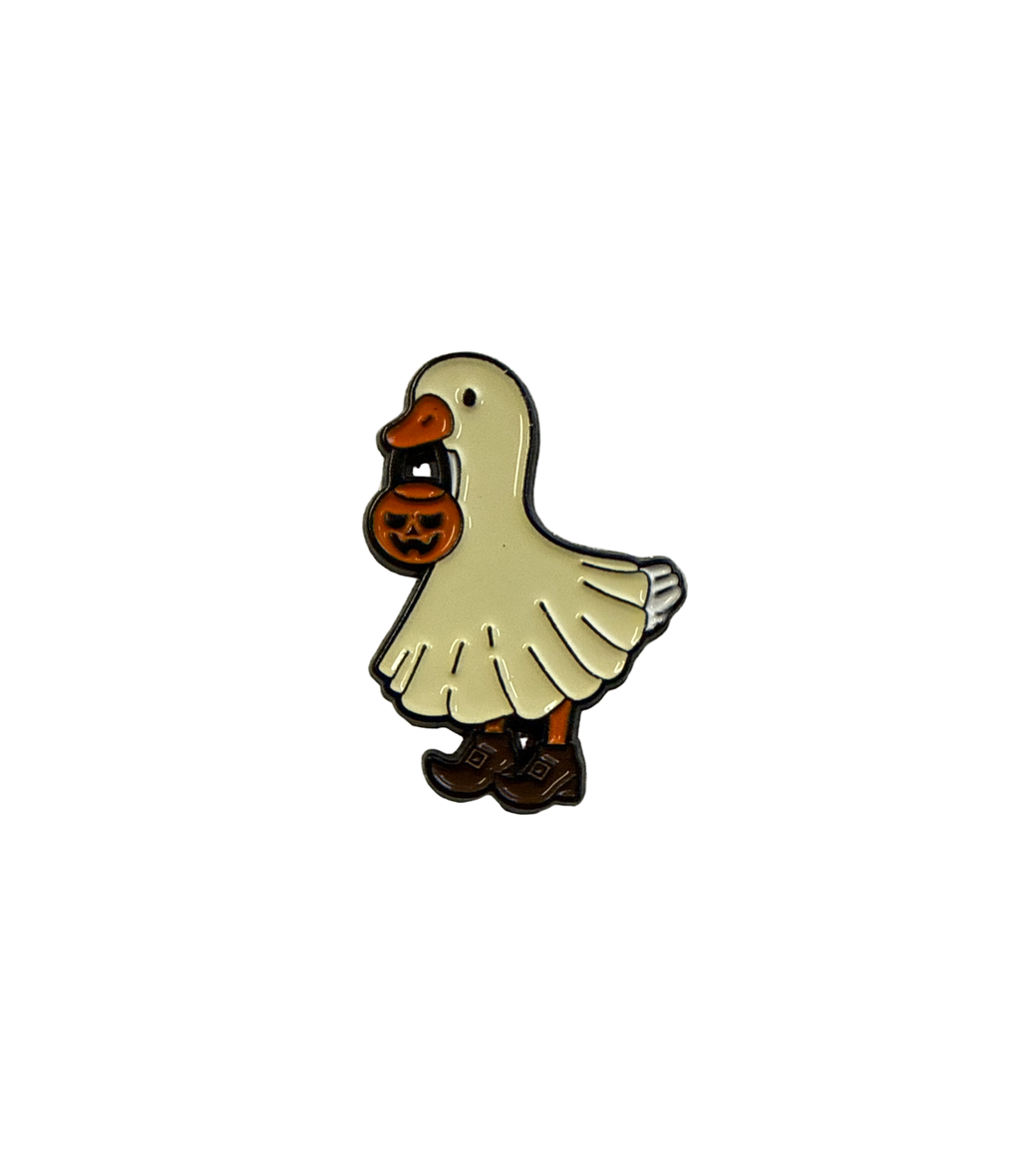 Photo produit - Pin's Canard Blanc Fantôme d’Halloween