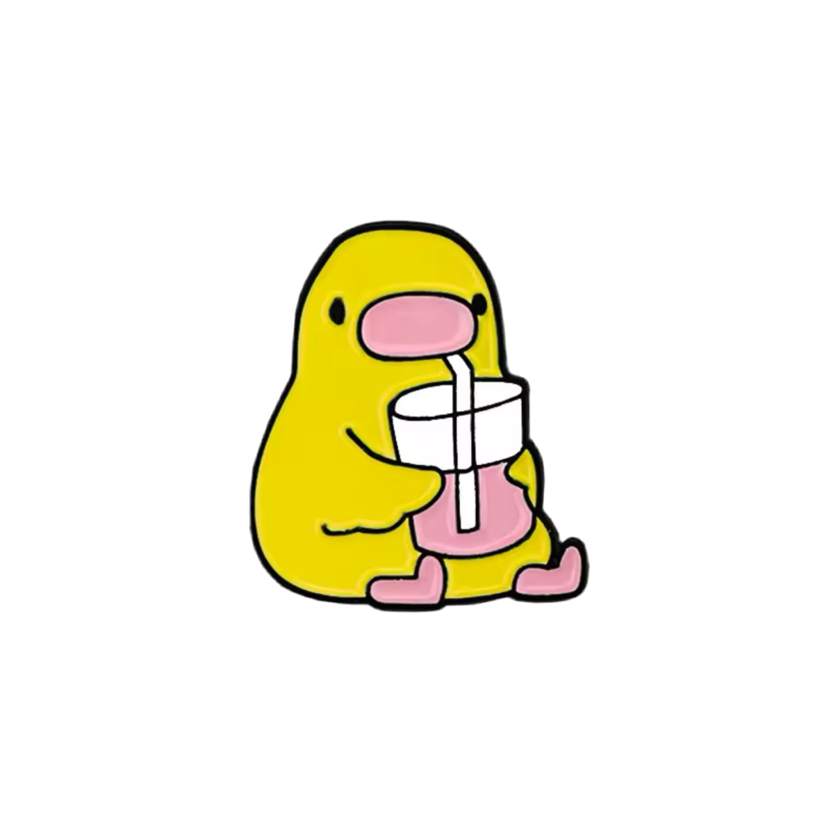 Pin's Canard Jaune avec sa Boisson