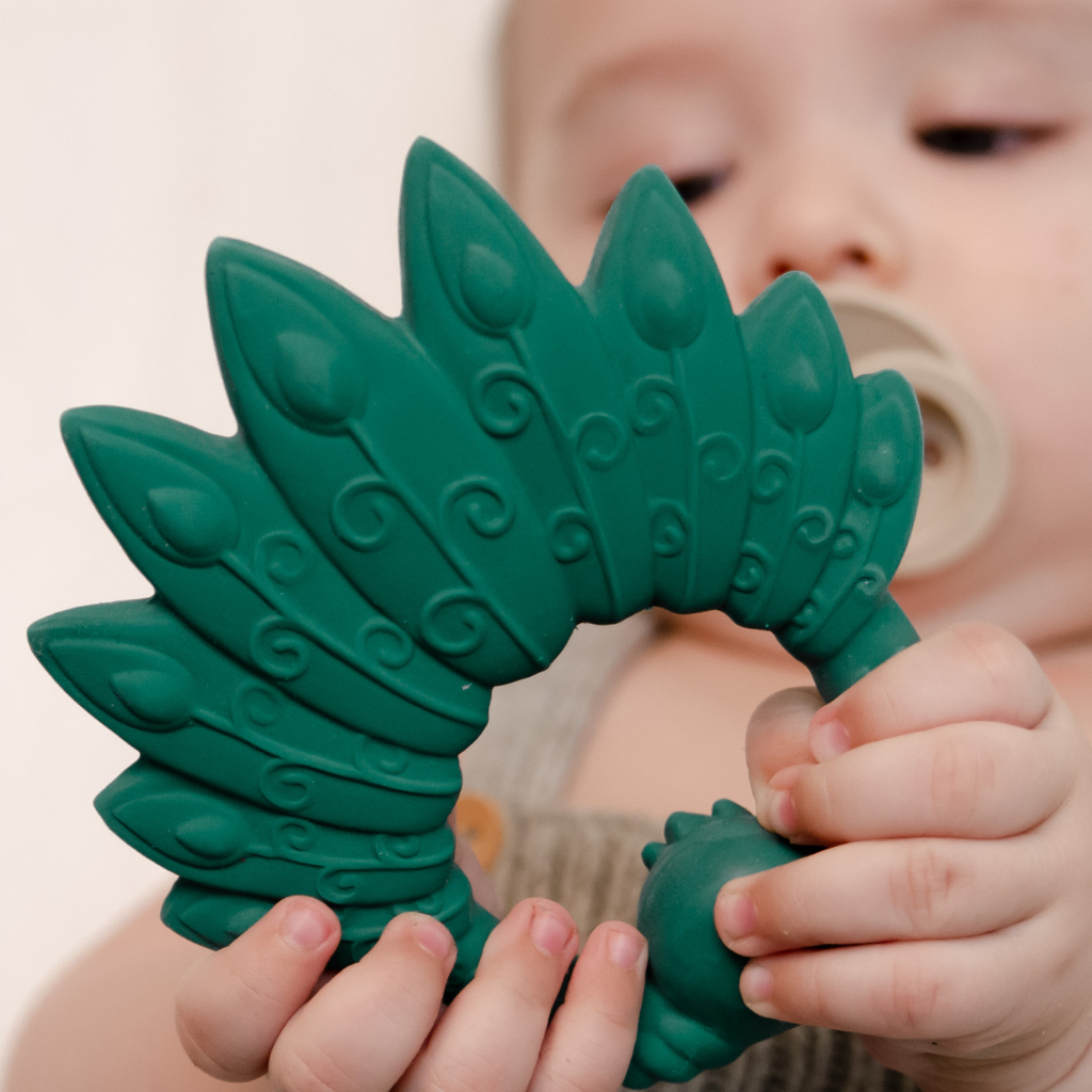 Green Peacock Teething Ring