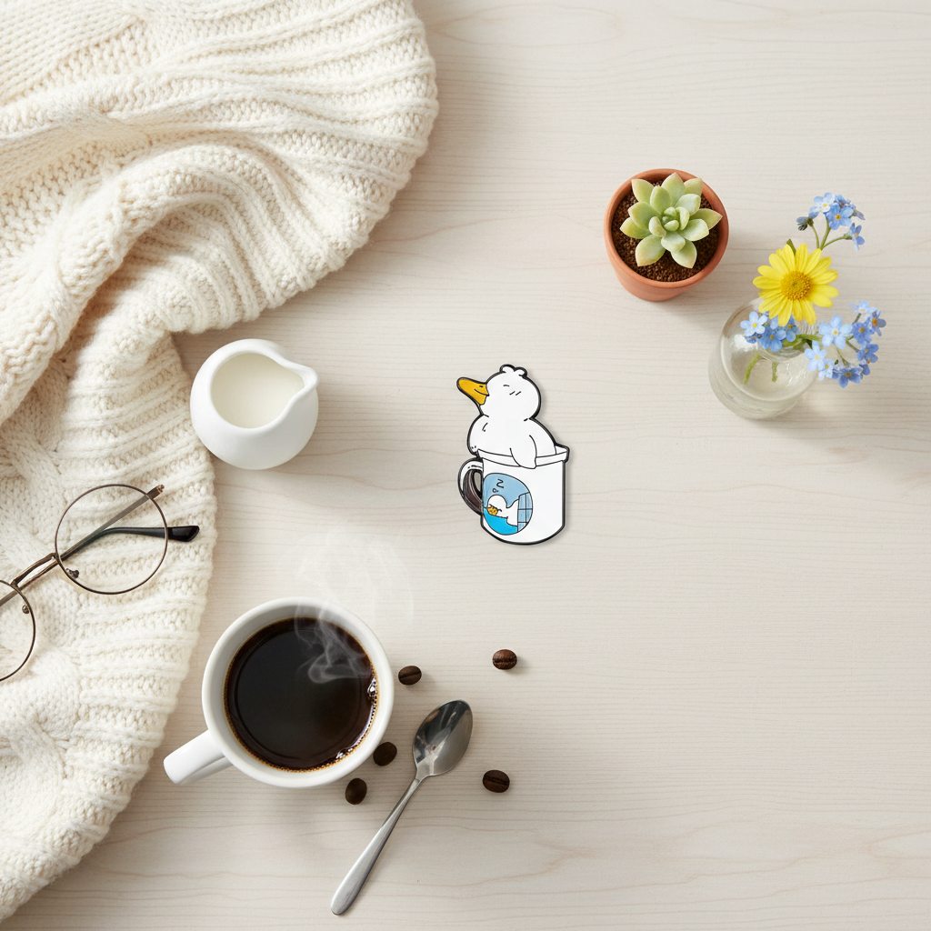 Pin's Canard Blanc dans un Mug