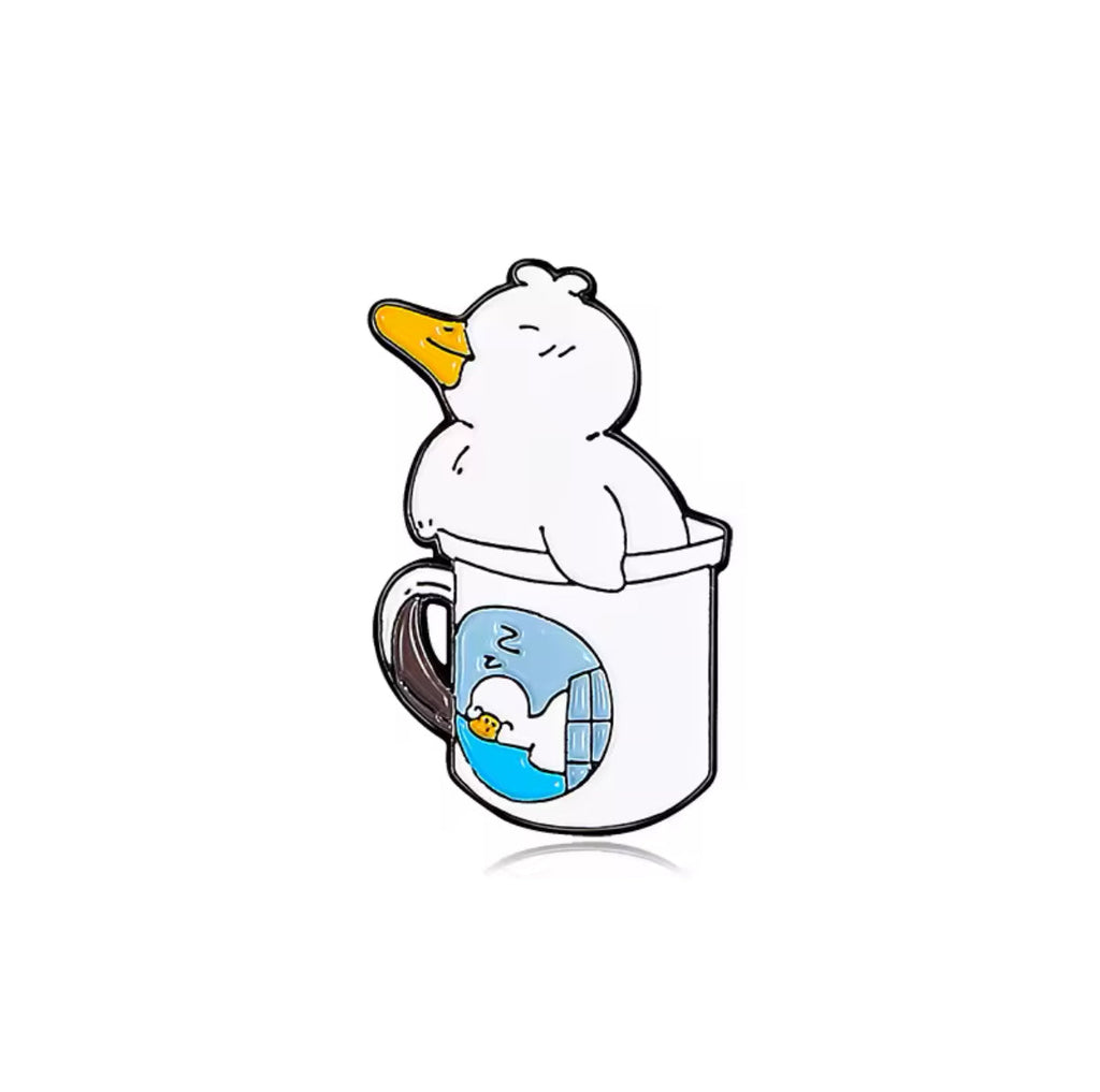 Pin's Canard Blanc dans un Mug