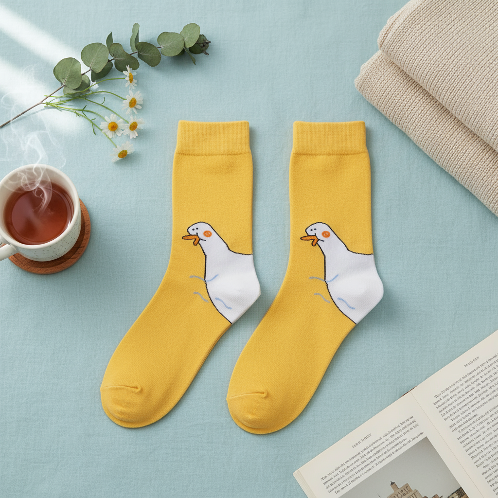 Gelbe Socken, weiße Ente