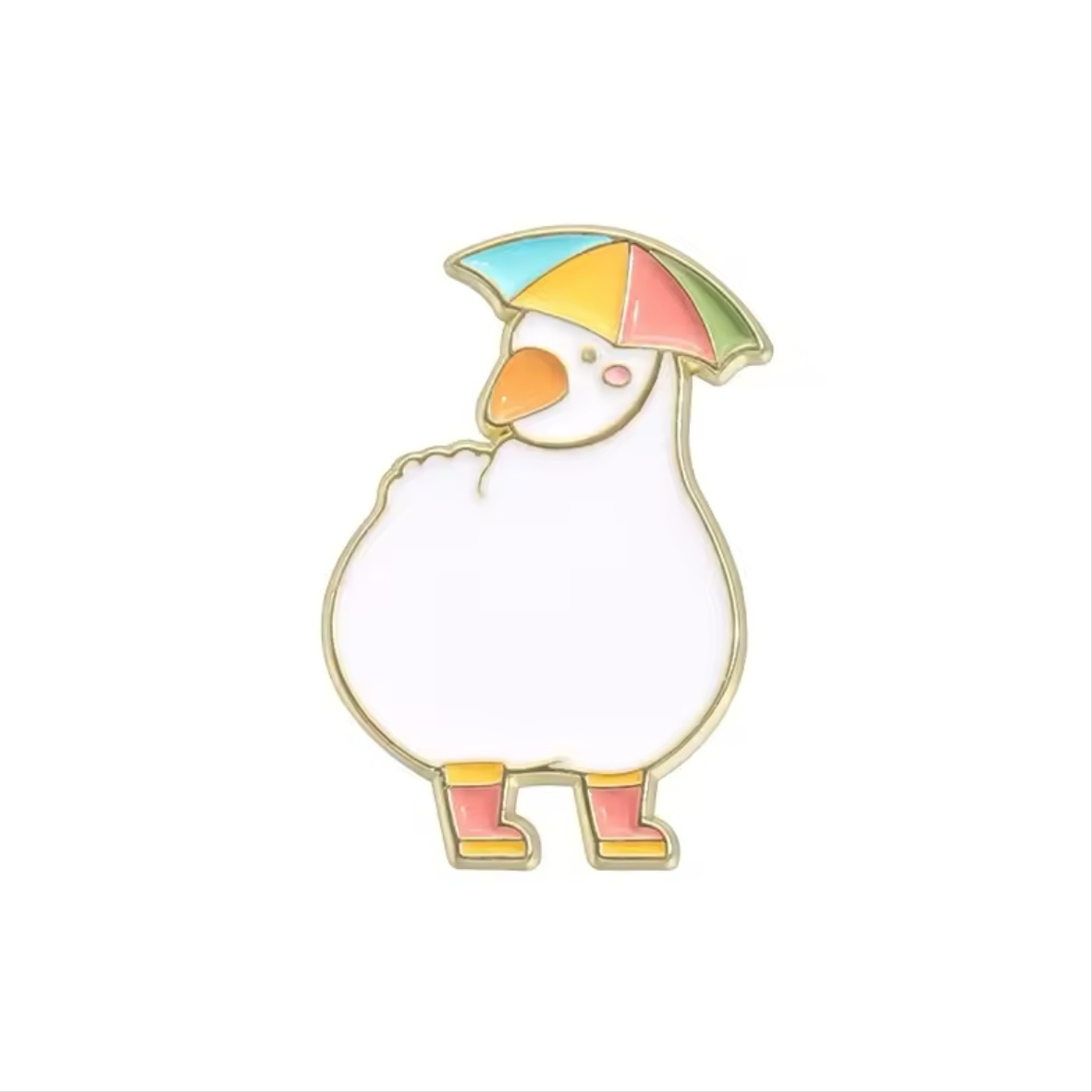 Pin's Canard Blanc Chapeau Parapluie