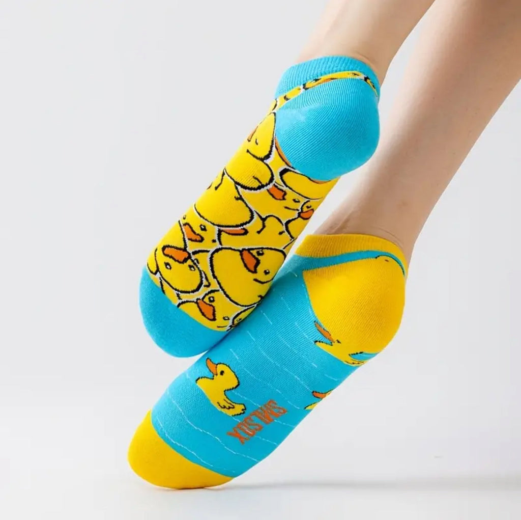 chaussettes courtes depareillees canards