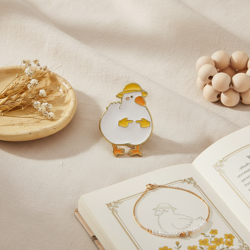 Pin's Canard Blanc Timide Chapeau