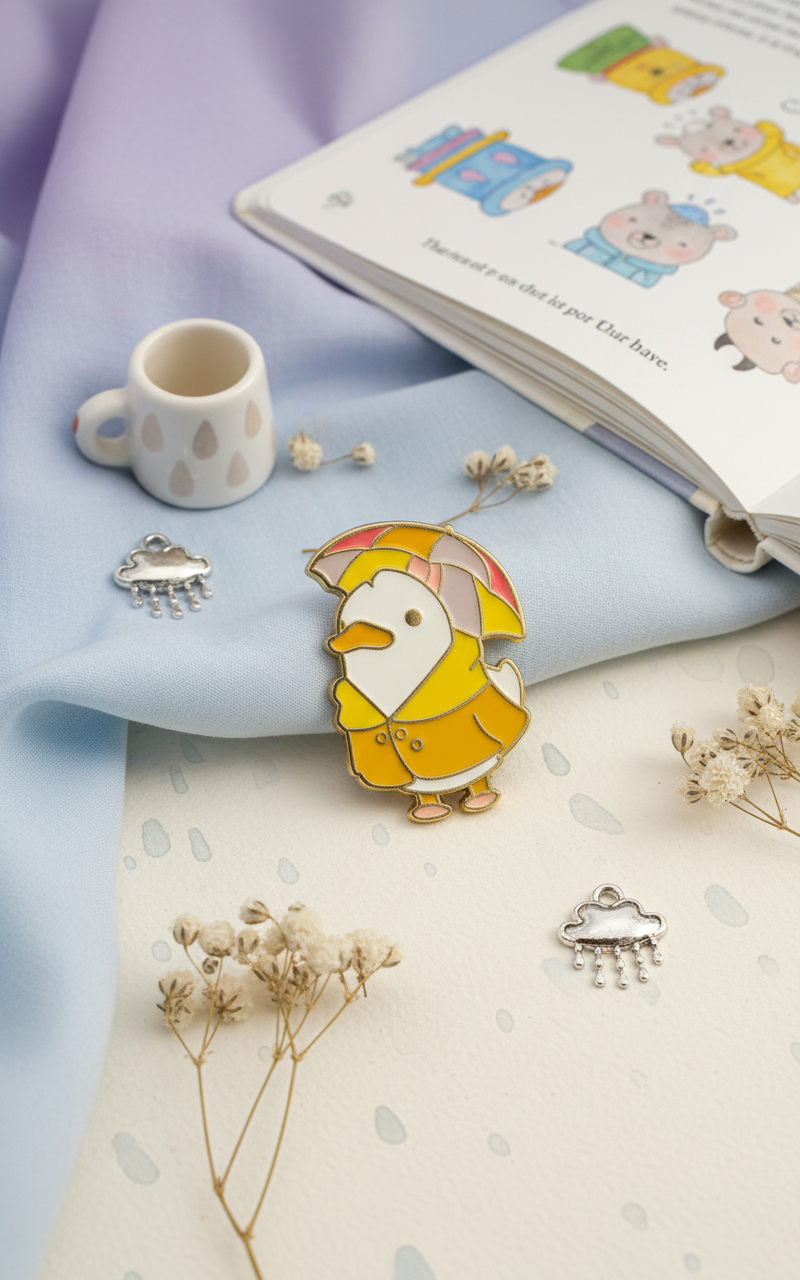 Pin's Canard Blanc Temps de pluie