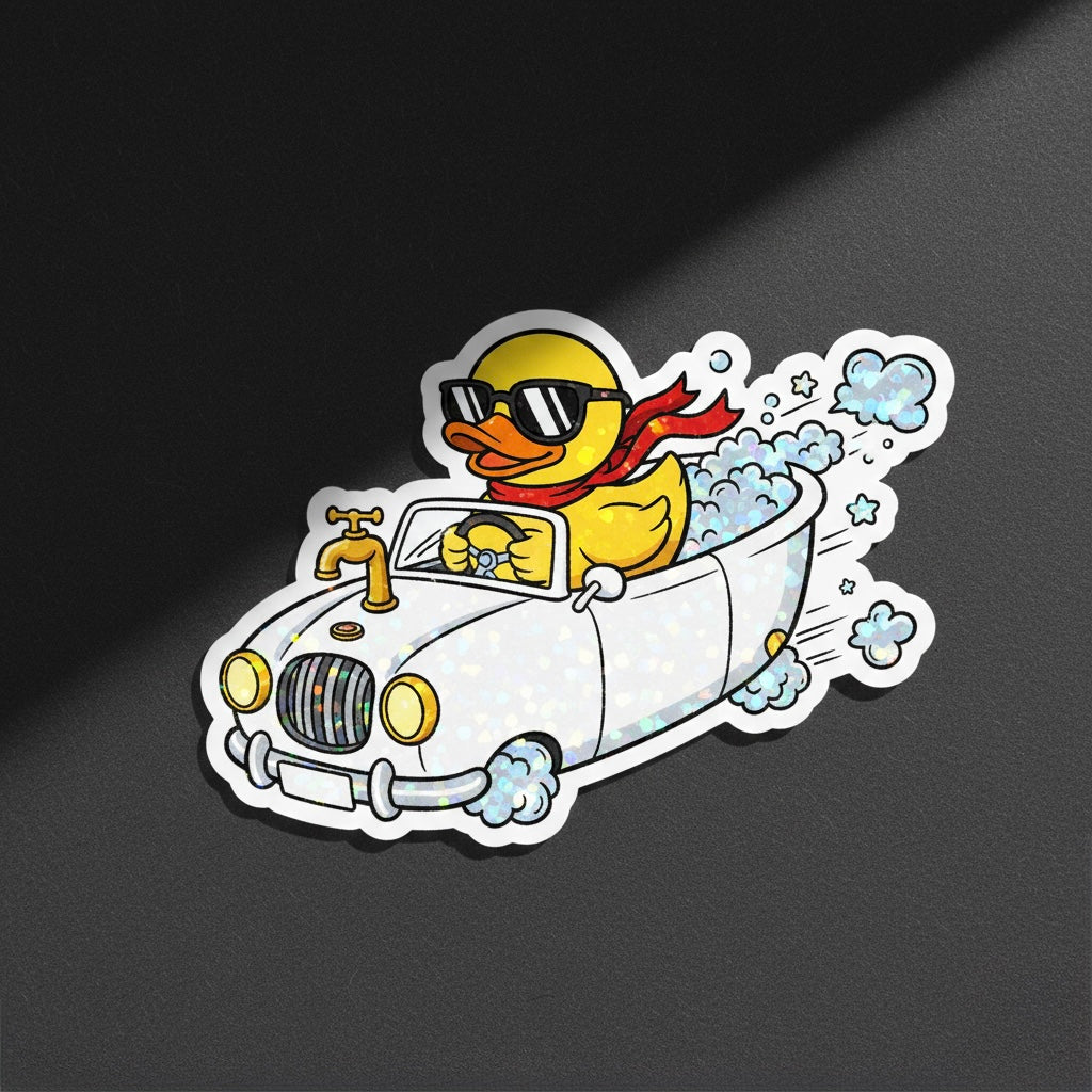 Cabrio-Enten-Aufkleber – Cooler Entenfahrer