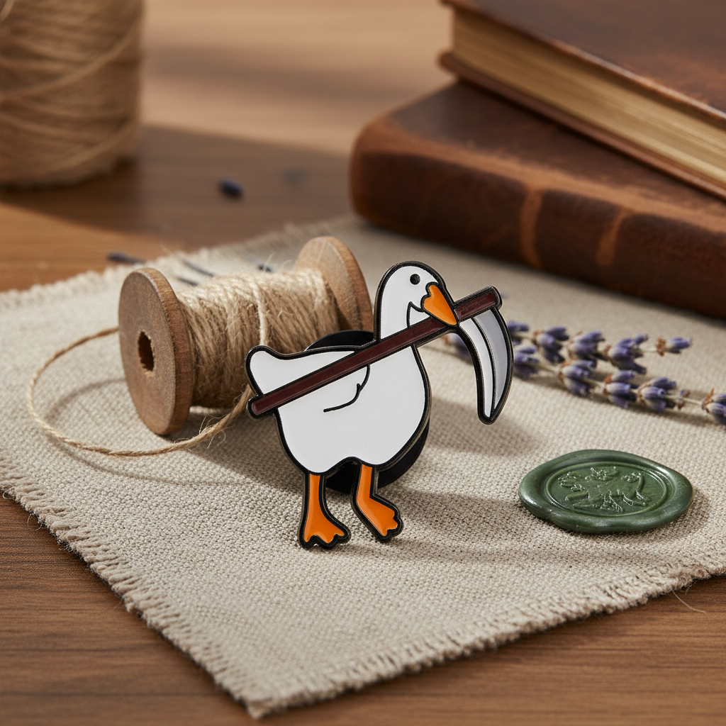 Weiße Entennadel mit Sense