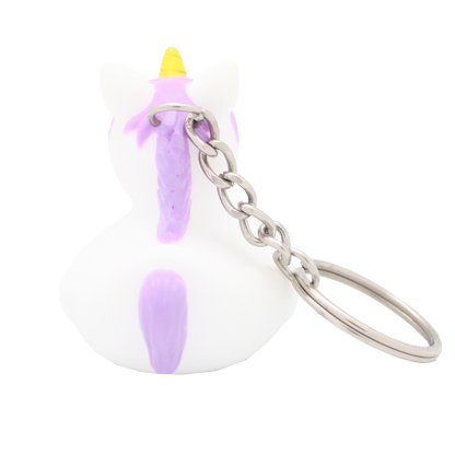 White unicorn duck keychain