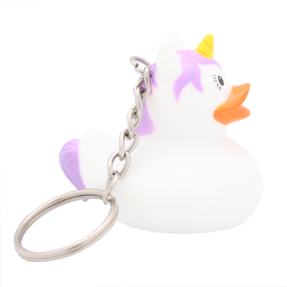 White unicorn duck keychain