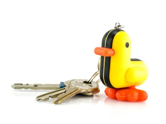 Racer yellow duck keychain