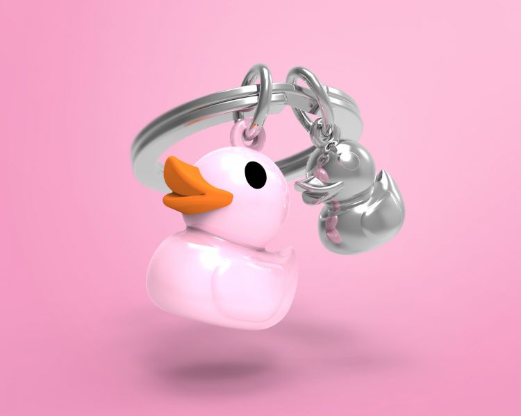 Porte cles clé clefs rond imprime double face canard bain Porte cles clé clefs rond imprime double face canard bain