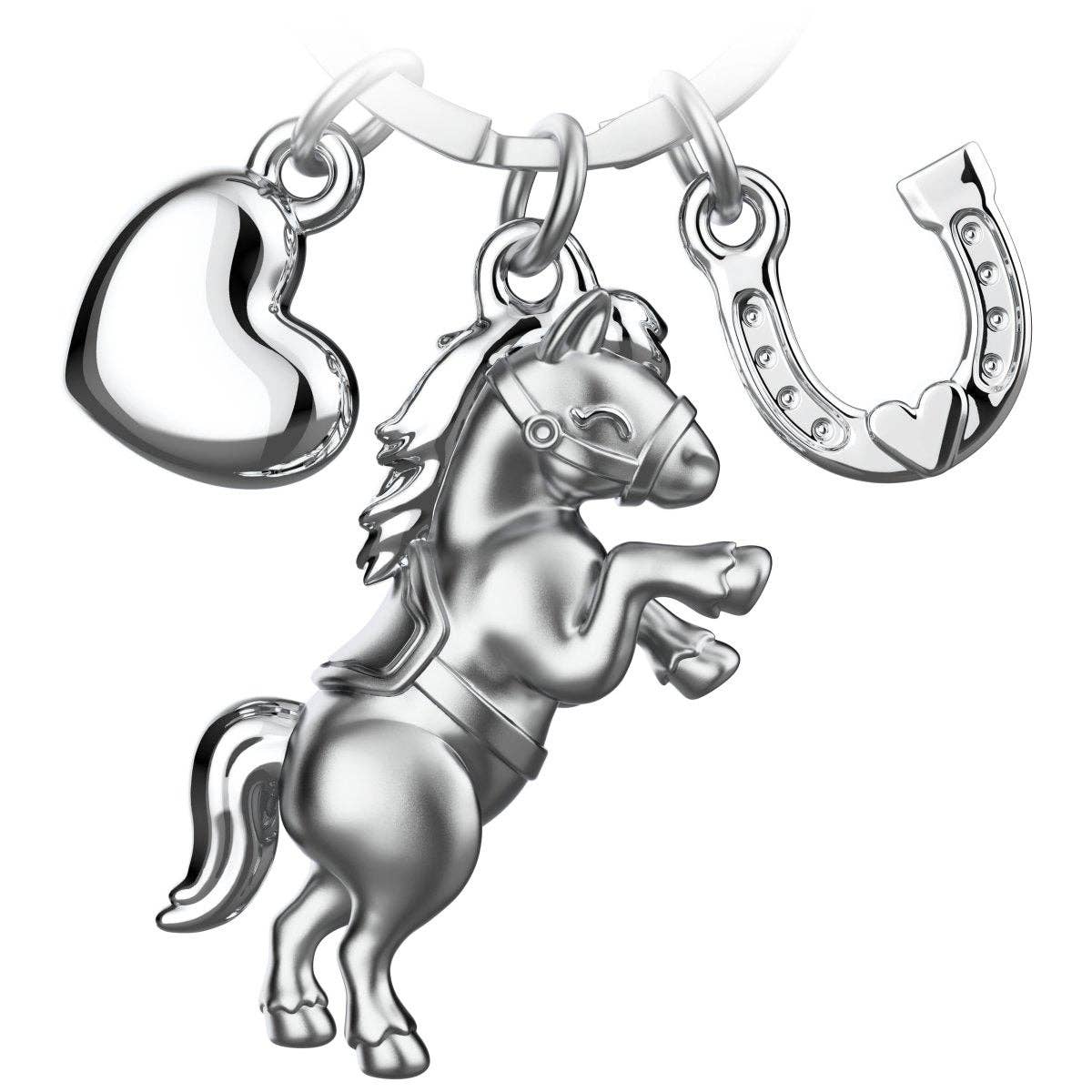 Porte-clés Cheval avec Cœur et Fer à cheval "Pony"