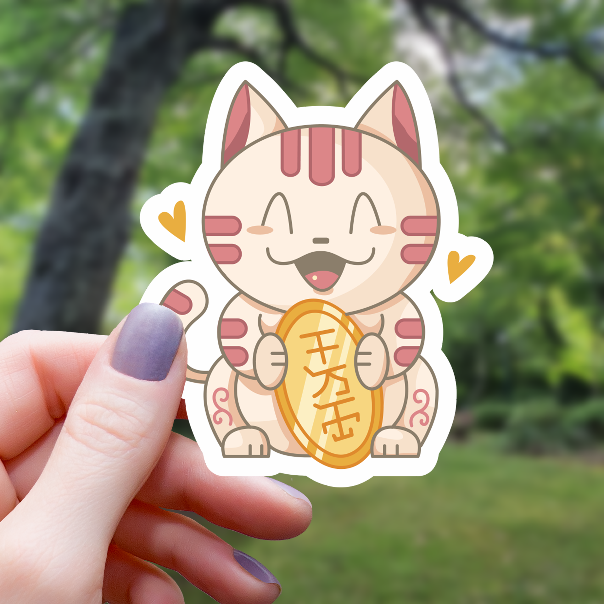 Autocollant Kawaii Chat Chanceux