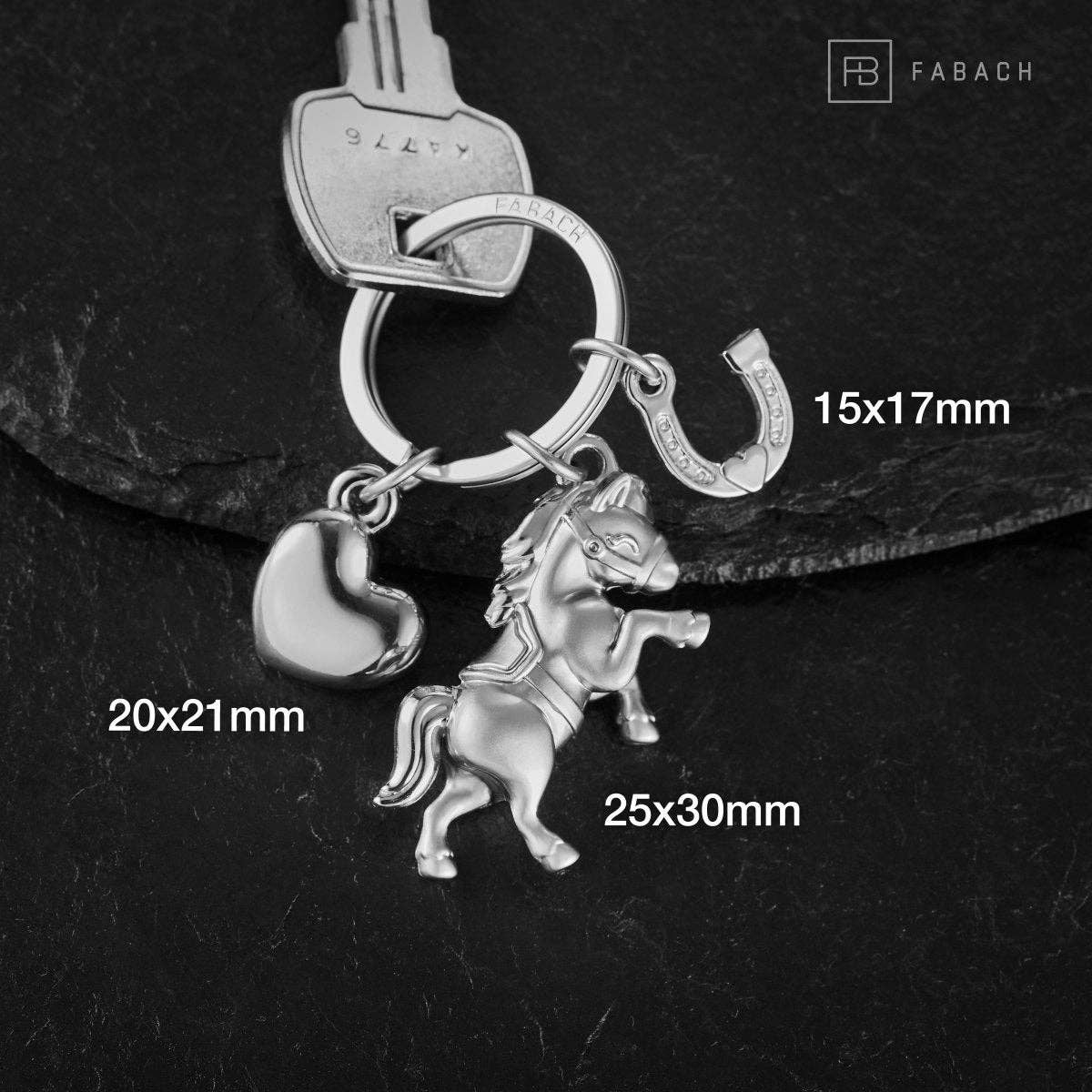 Porte-clés Cheval avec Cœur et Fer à cheval "Pony"