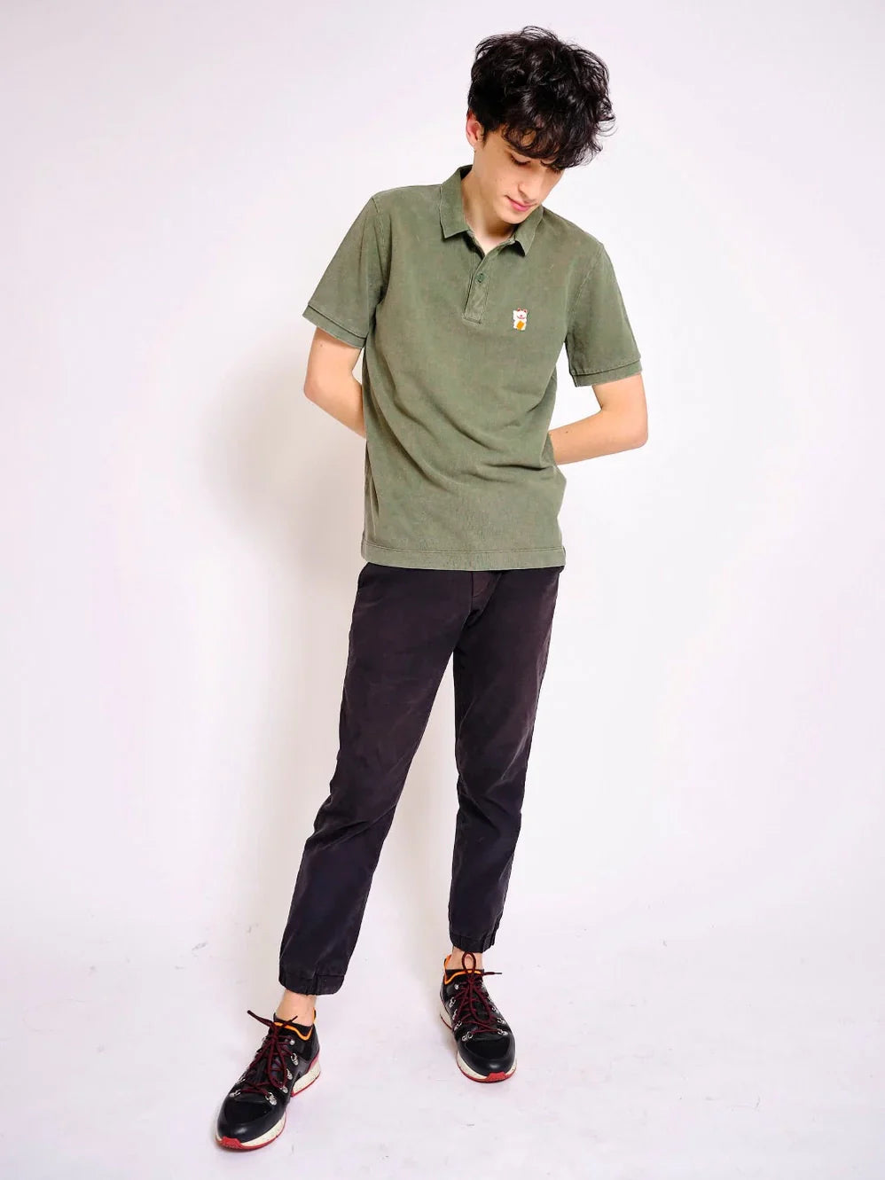 Polo Chat Chanceux - Kaki