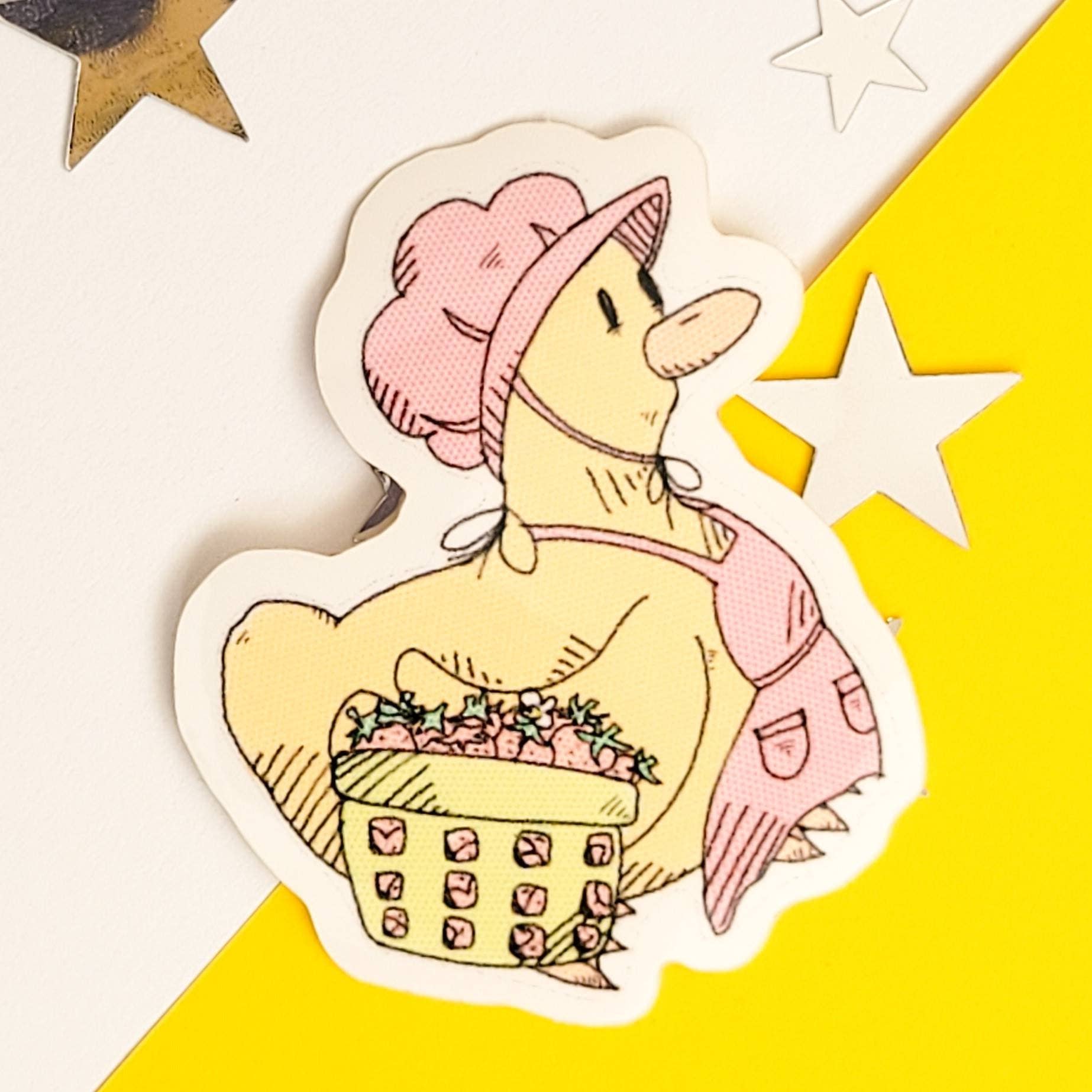 canard-aux-fraises-autocollants-autocollants-cottagecore