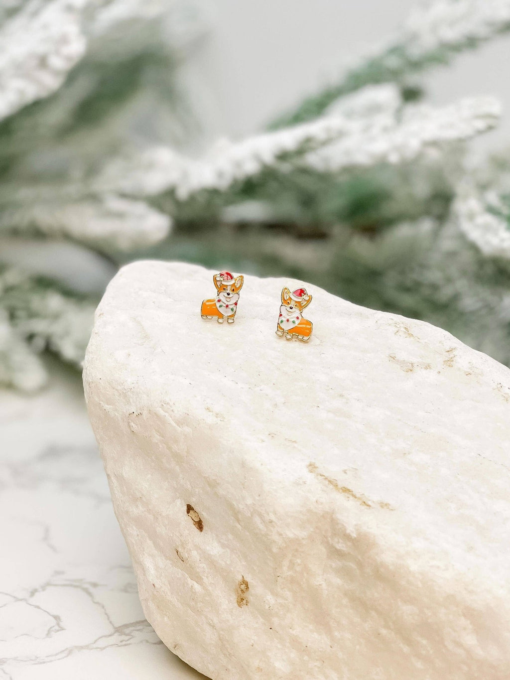 Boucles d'oreilles Corgi de Noël
