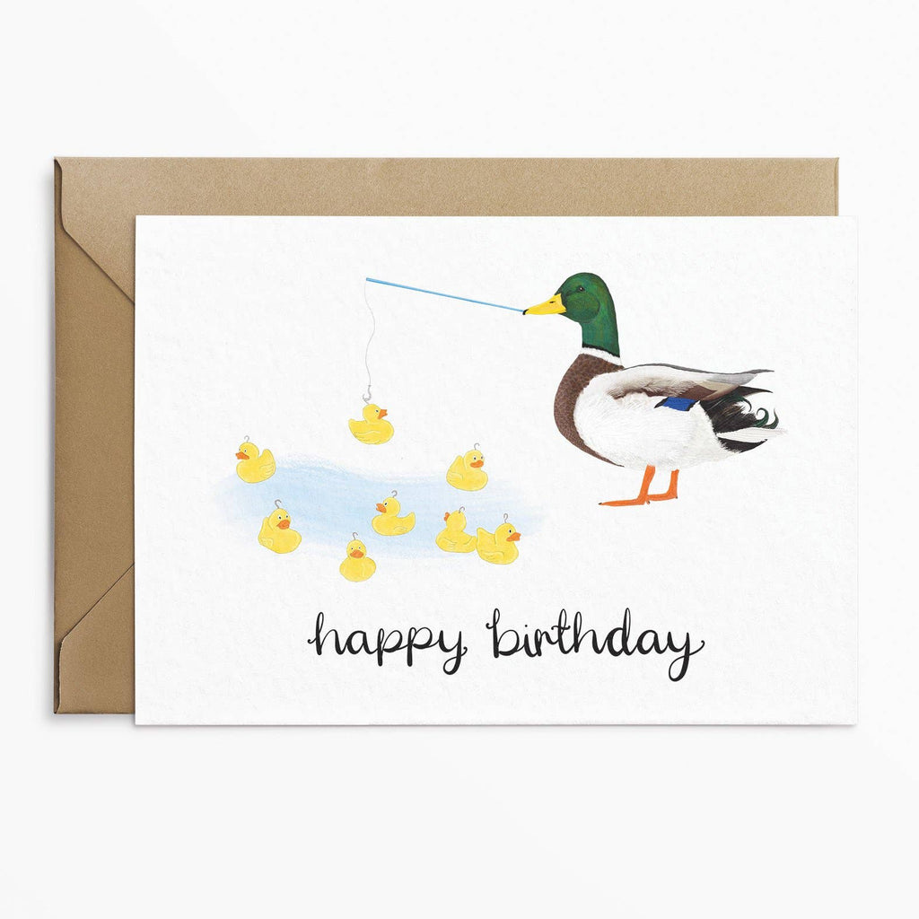 Carte d'anniversaire Canard à la Pêche aux canards