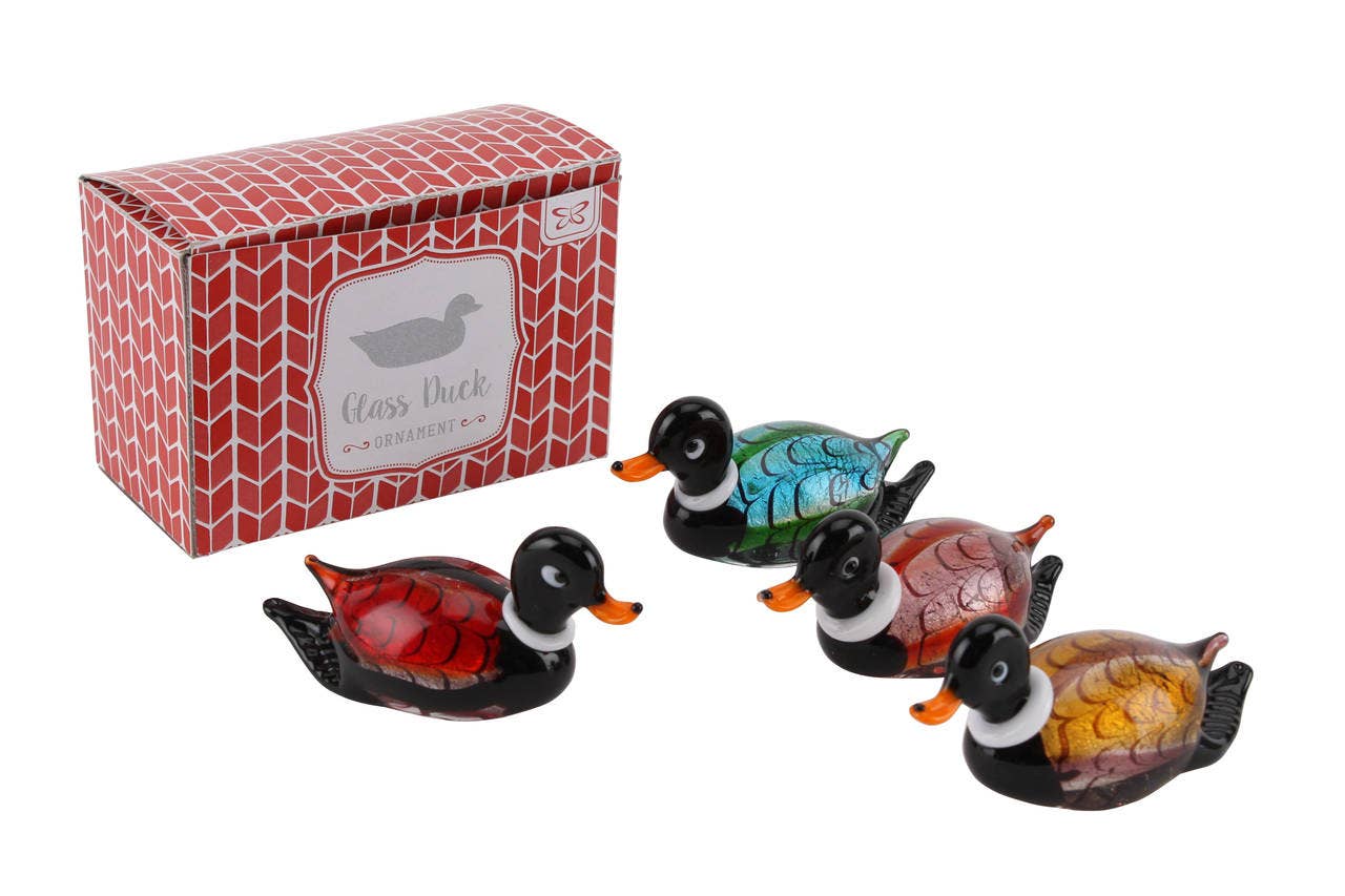 Glass Duck Figurine 4-Pack