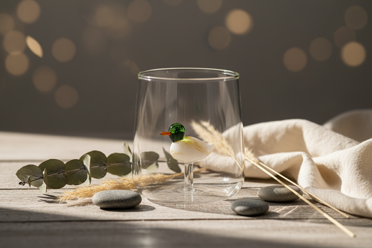 Glas mit 3D-Stockente