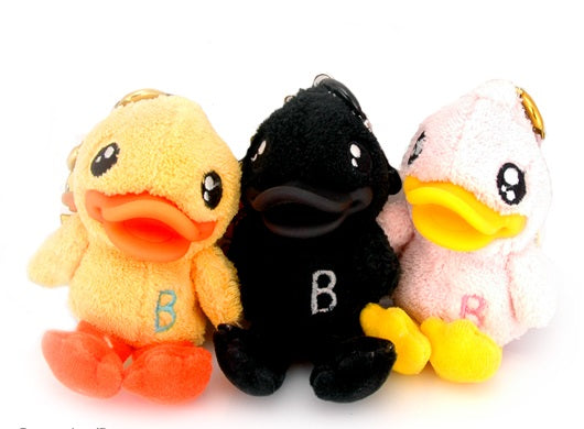 Black plush duck keychain