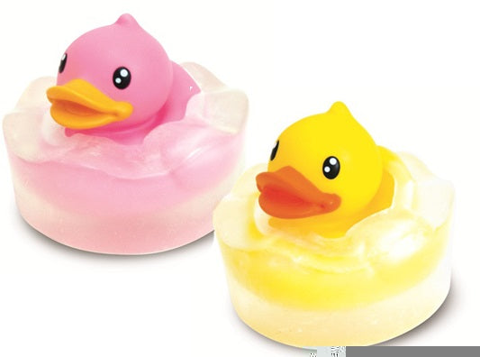 Jabón de pato rosa y amarillo