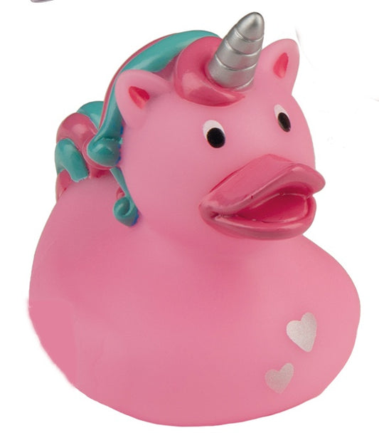 Pato de unicornio rosado del corazón