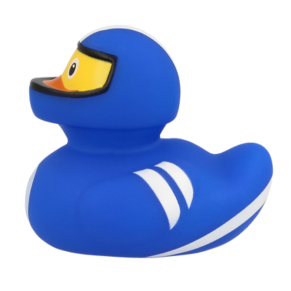 Blue racing pilot duck