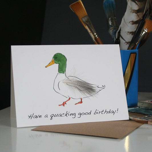 Birthday Biglietto d'auguri Duck Colrert Piuma