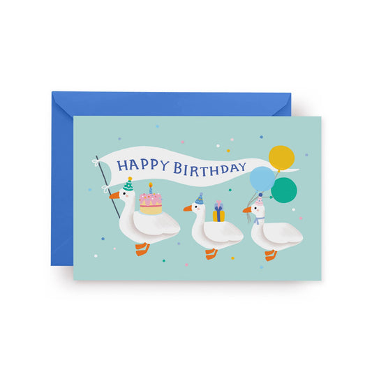 Tarjeta de cumpleaños de patos blancos