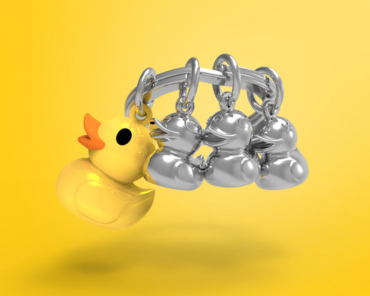 Keychain de familia de pato amarillo