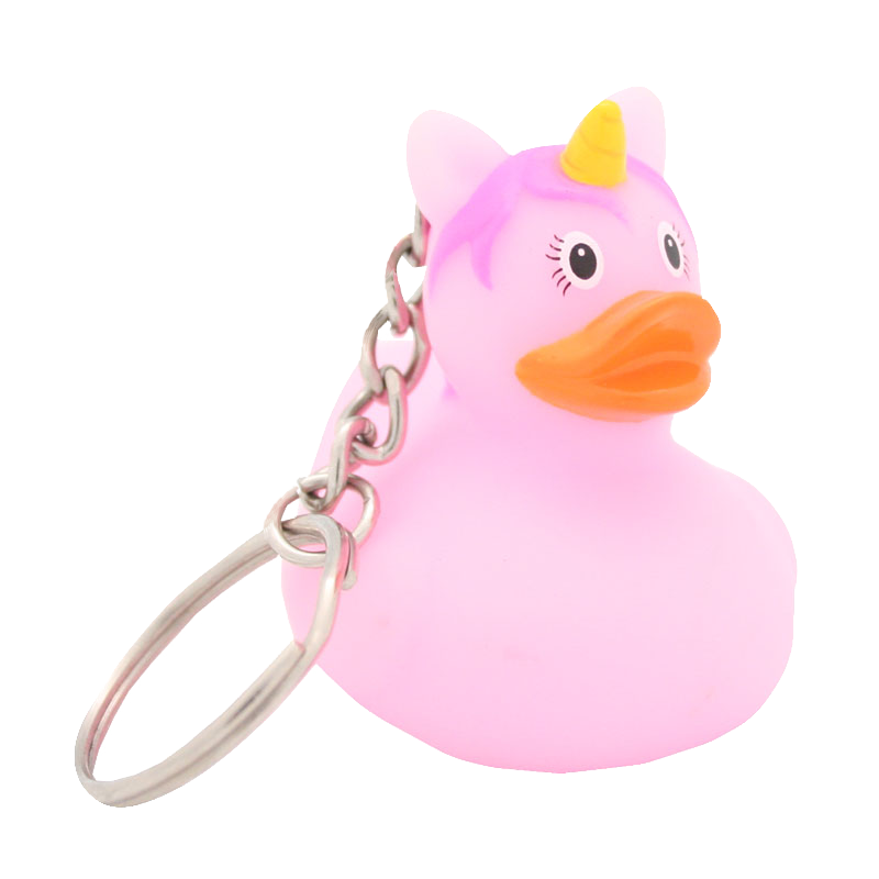 Pink unicorn duck keychain