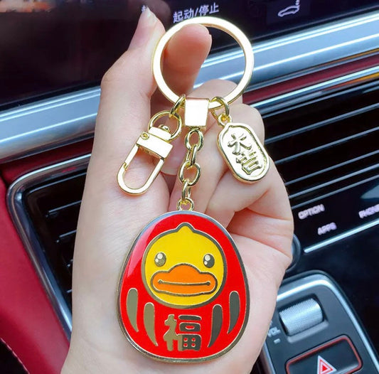 Daruma duck keychain
